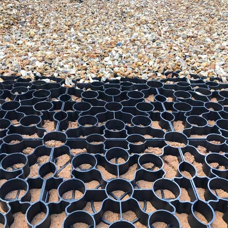 laying a gravel patio with flexible gravel grids